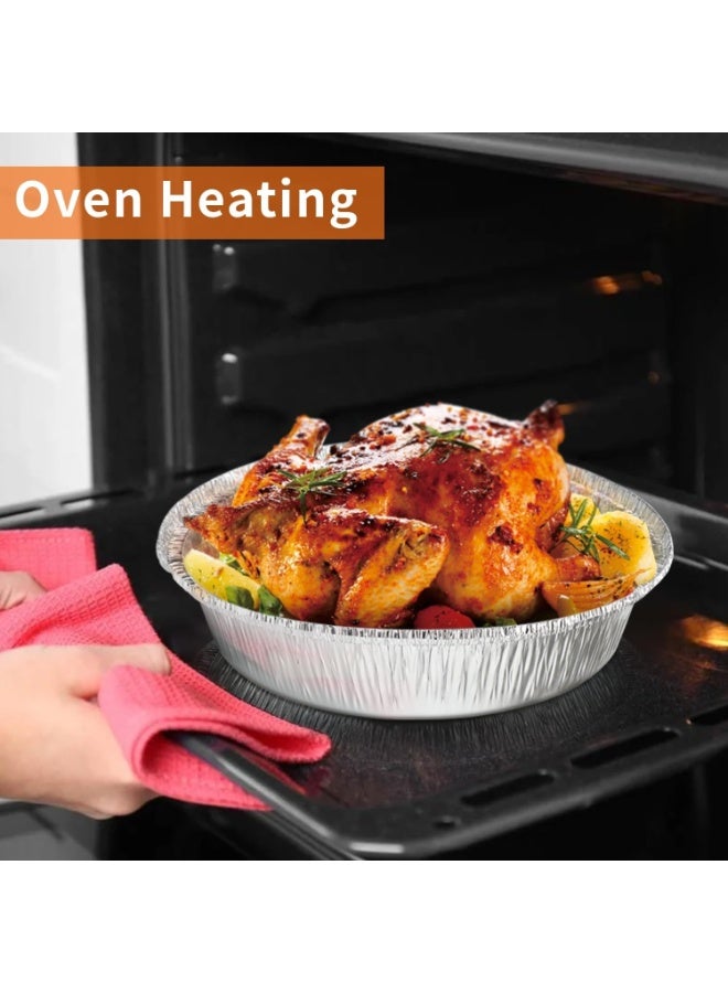 Durable round aluminum trays, 210×175×46 mm - 10-pack, ideal for baking, roasting, grilling, air frying, meal prep, picnics, barbecues, and special occasions. - Image 4